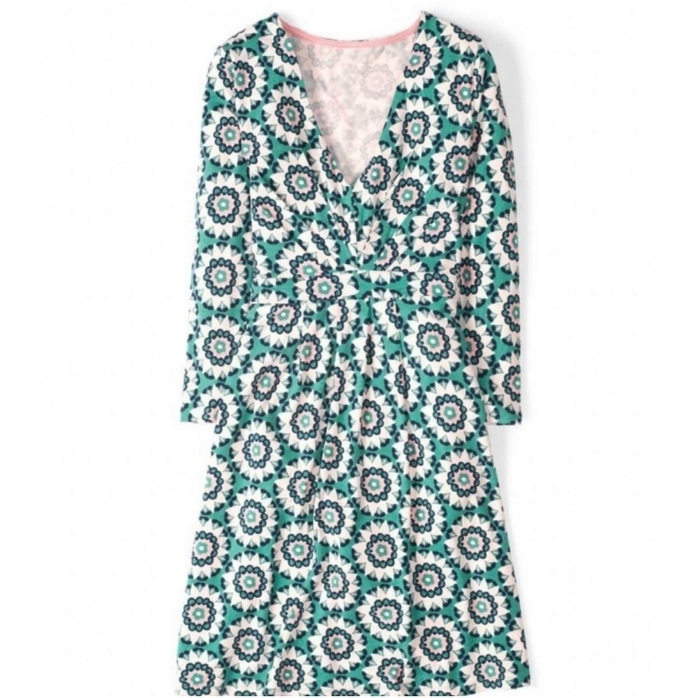 BODEN Shift Jersey V Neck Geometric Mandala Mini Dress WL861 Size 6P Petite - Picture 3 of 14